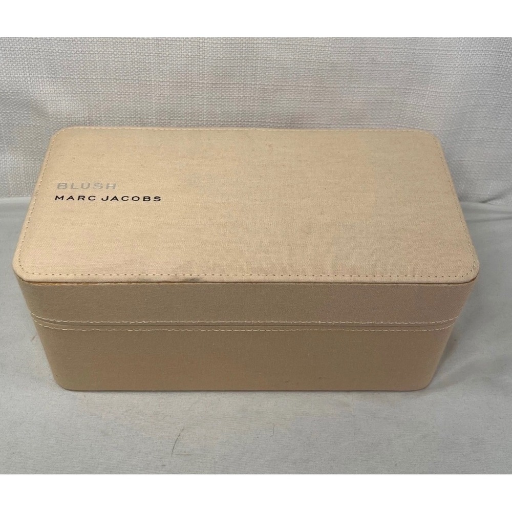Marc Jacobs Blush Tan Canvas Jewelry Makeup Vanity Storage Box Case